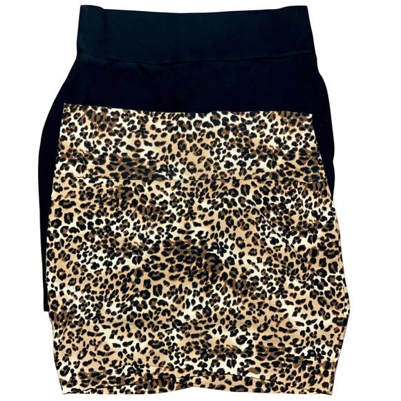 Y2K Mini Skirts set of 2 Leopard/Black - Picture 1 of 7